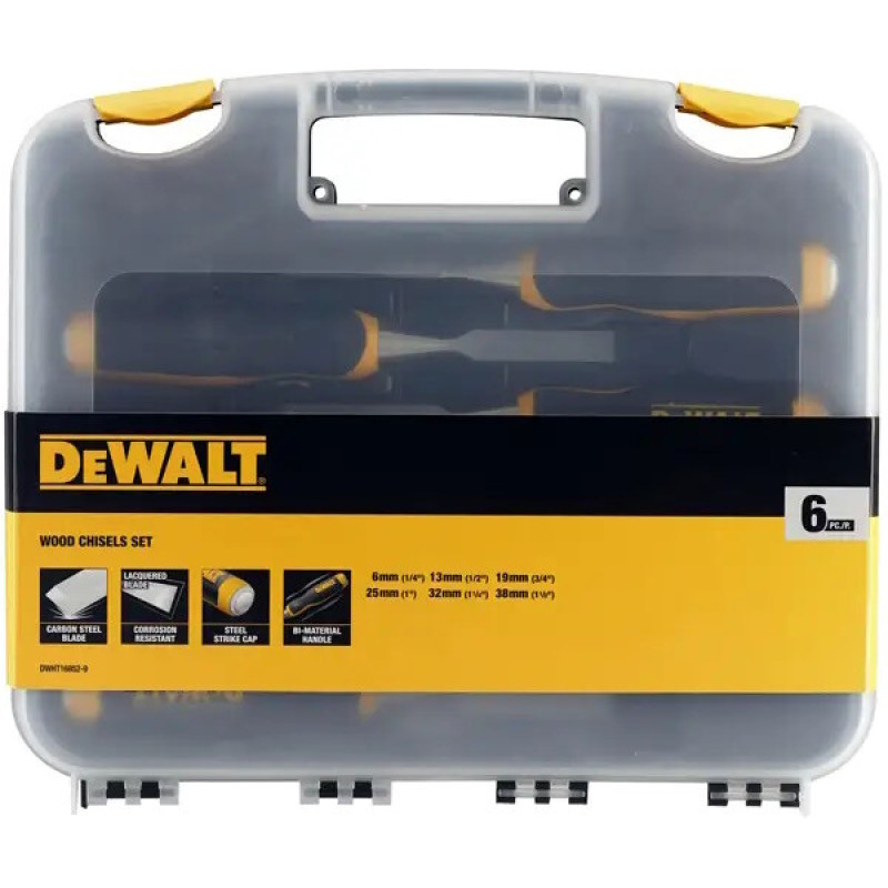 Набор стамесок DeWALT, 6 шт в пластиковом кейсе (DWHT16852-9)