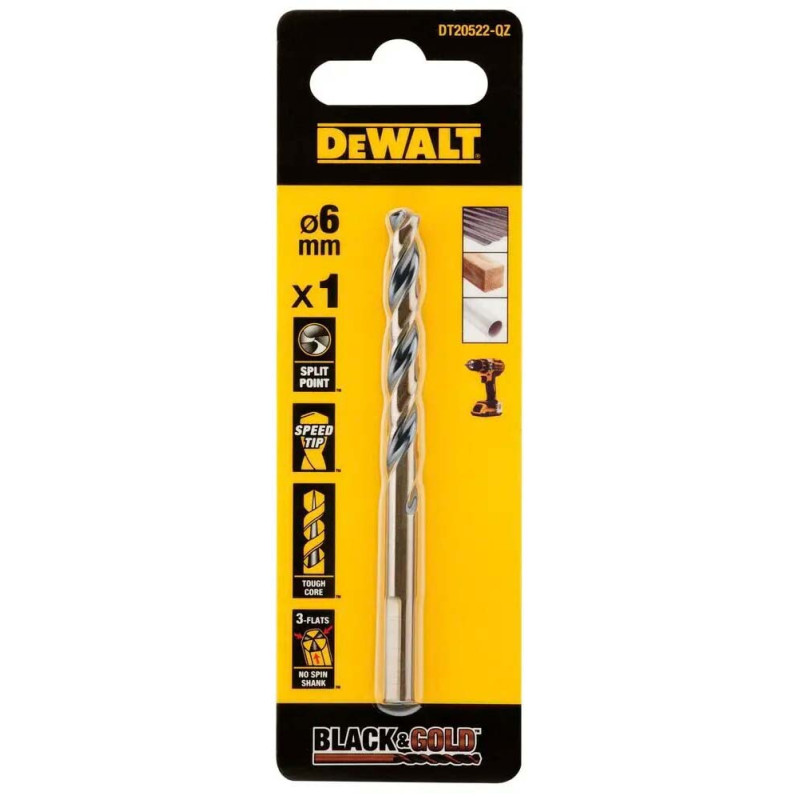 Сверло по металлу DeWALT Black&Gold, HSS-G, 6х93х57 мм (DT20522)