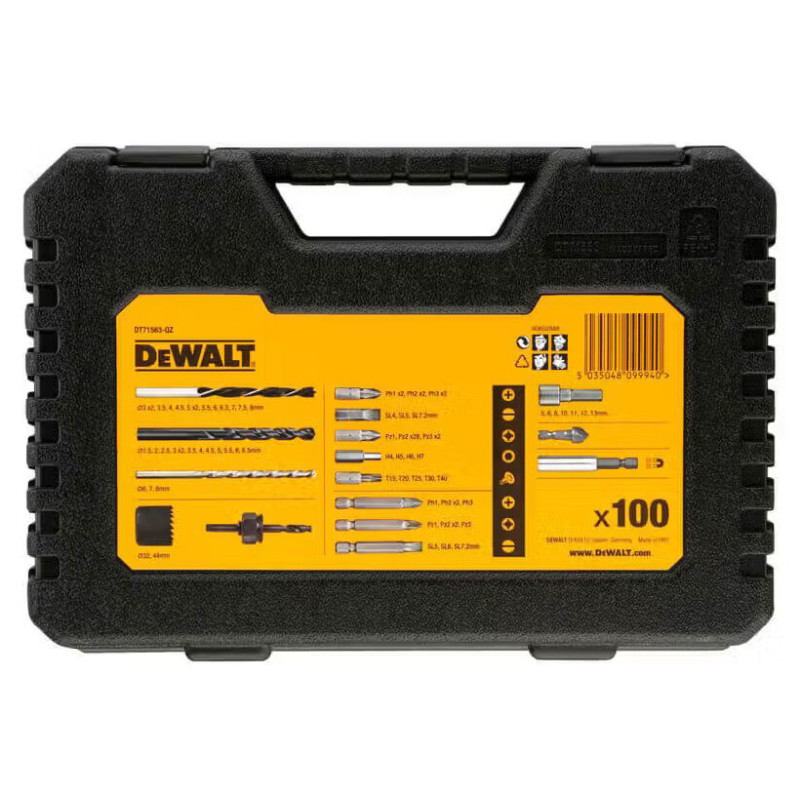 Набір біт та свердел DeWALT 100 шт. (DT71563)