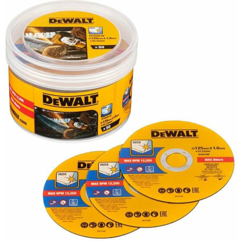 Набор кругов отрезных DeWALT FASTCUT, 125x1x22.23 мм, 50 шт. (DT20598)
