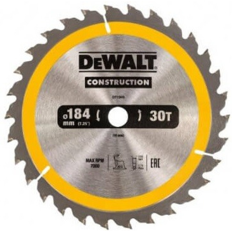 Диск пильный DeWALT 184х16мм 30 зубов (DT1940)