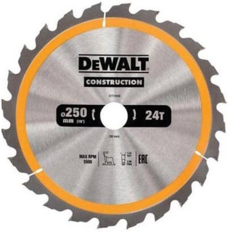 Диск пильный DeWALT 250х30мм 24 зубов (DT1956)