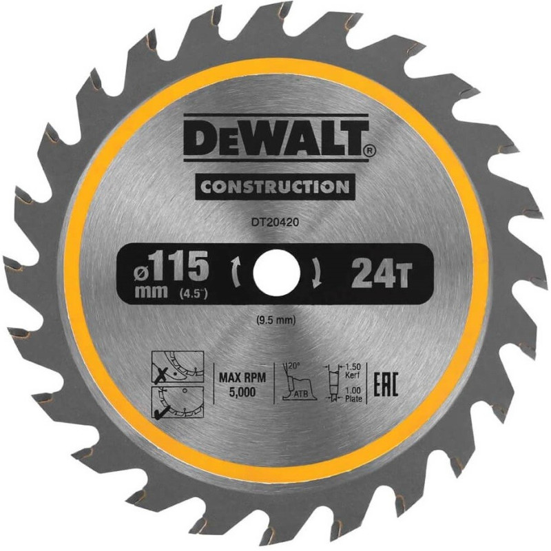 Диск пильный универсальный DeWALT DT20420 (115х9.5 мм)