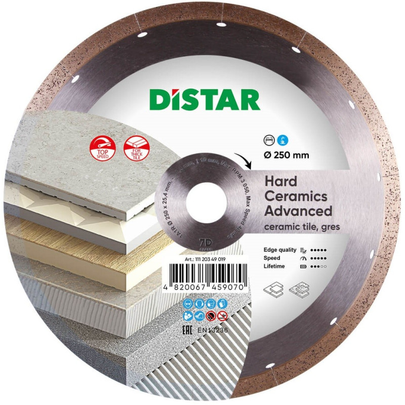 Диск алмазний відрізний Distar 1A1R 250x1,5x10x25,4 Hard ceramics Advanсed (11120349019)