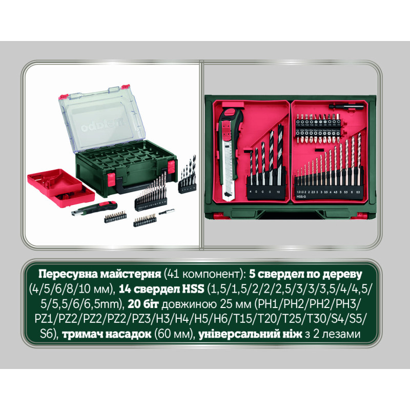 Акумуляторний шурупокрут Metabo PowerMaxx BS Basic Mobile Workshop (600080710)