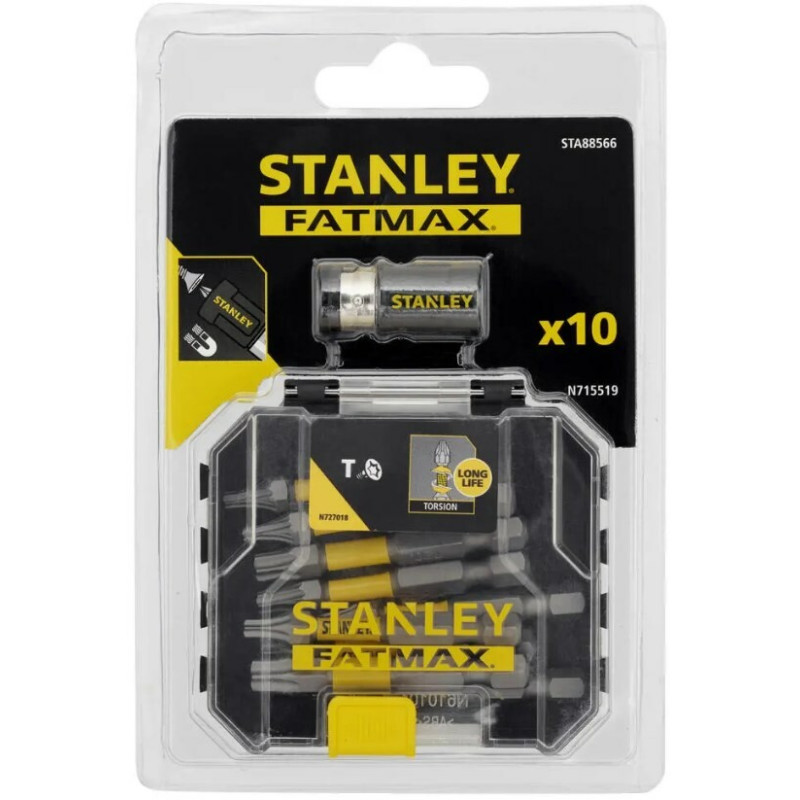 Набір біт STANLEY FatMax, Torx, 50 мм, 10 шт, кейс (STA88566)