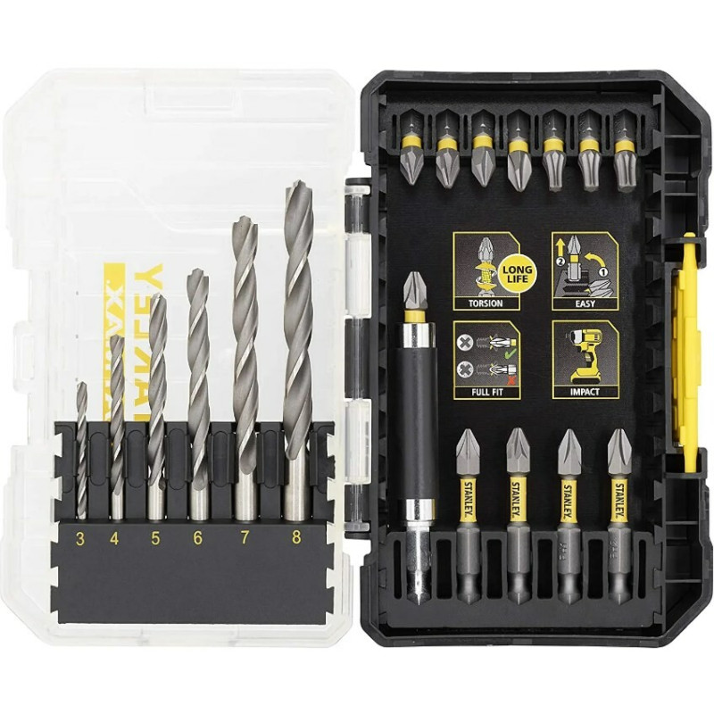 Набір біт і свердел STANLEY FatMax, Torx, 19 шт, кейс (STA88554)