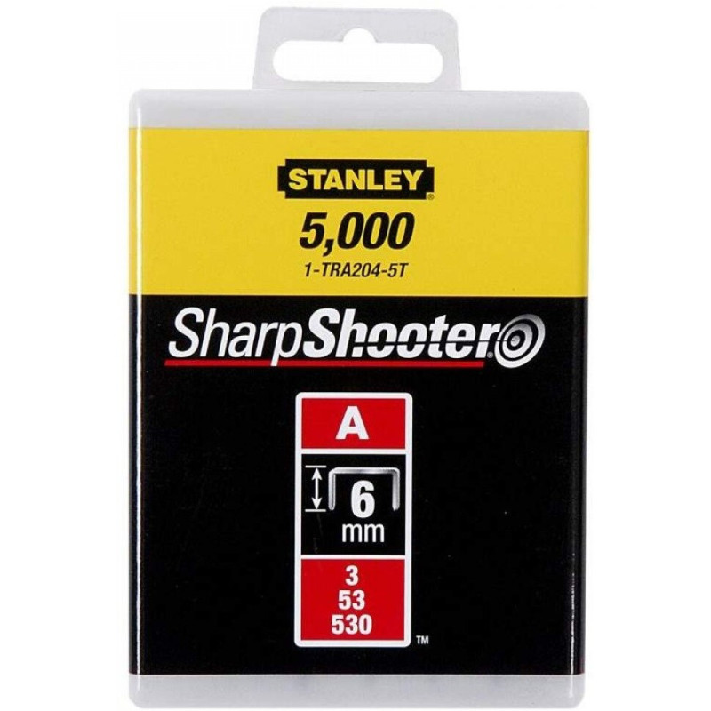 Скобы STANLEY, тип "А", 6 мм, 1000 шт (1-TRA204T)