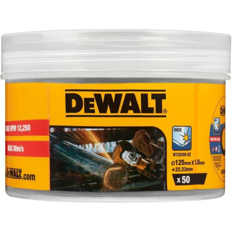 Набор кругов отрезных DeWALT FASTCUT, 125x1x22.23 мм, 50 шт. (DT20598)