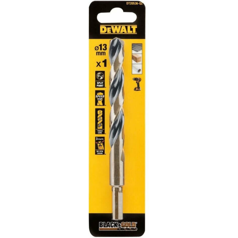 Сверло по металлу DeWALT Black&Gold, HSS-G, 13х151х101 мм (DT20536)