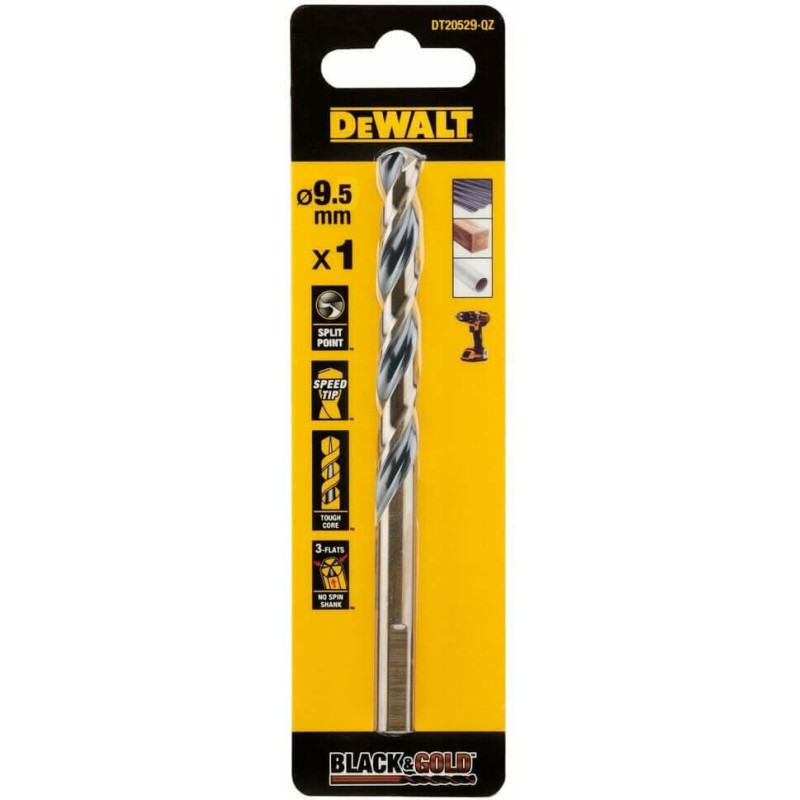 Сверло по металлу DeWALT Black&Gold, HSS-G, 9.5х125х81 мм (DT20529)