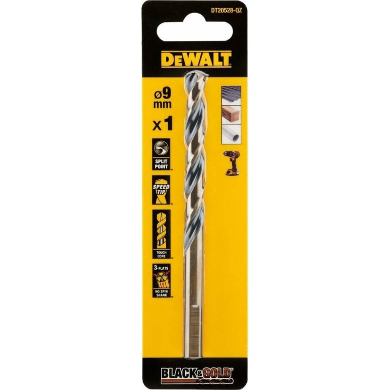 Сверло по металлу DeWALT Black&Gold, HSS-G, 9х125х81 мм (DT20528)