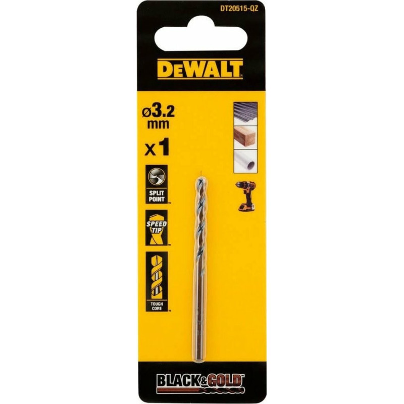 Сверло по металлу DeWALT Black&Gold, HSS-G, 3.2х65х36 мм (DT20515)