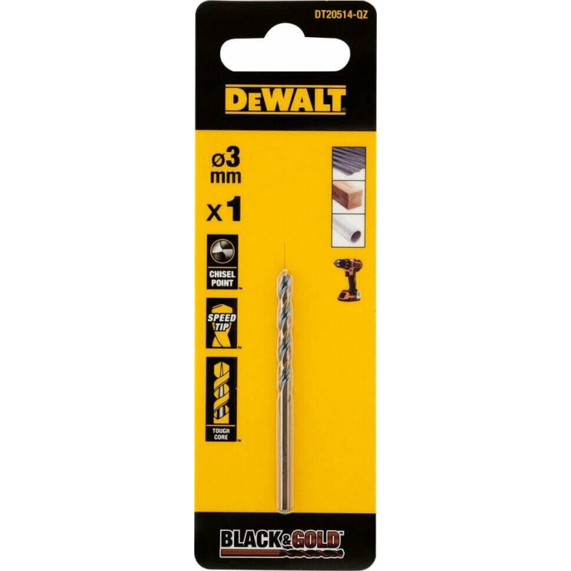 Сверло по металлу DeWALT Black&Gold, HSS-G, 3х61х33 мм (DT20514)
