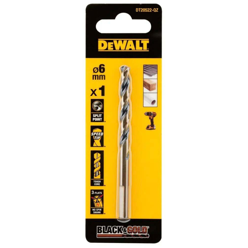 Свердло по металу DeWALT Black&Gold, HSS-G, 6.5х101х63 мм (DT20523)