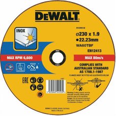 Круг отрезной DeWALT INOX 230х1.9х22.23 мм по металлу (DT43909)