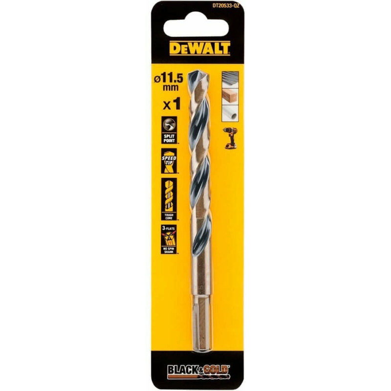 Свердло по металу DeWALT Black&Gold, HSS-G, 11.5х142х94 мм (DT20533)