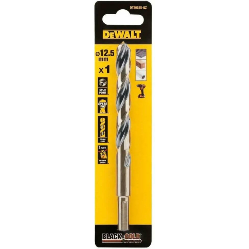 Свердло по металу DeWALT Black&Gold, HSS-G, 12.5х151х101 мм (DT20535)