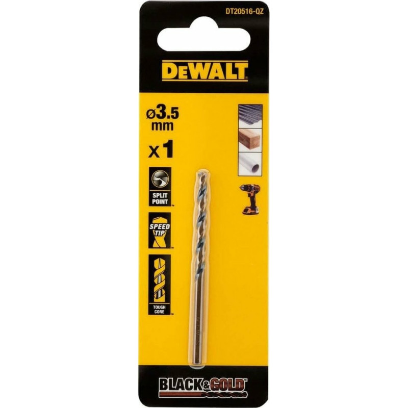 Свердло по металу DeWALT Black&Gold, HSS-G, 3.5х70х39 мм (DT20516)