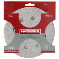 Круг шлифовальный самоклеящийся с отверстиями Haisser 190 мм, k 240, 5 шт. (119679)