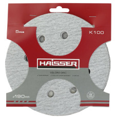 Круг шлифовальный самоклеящийся с отверстиями Haisser 190 мм, k 100, 5 шт. (119671)