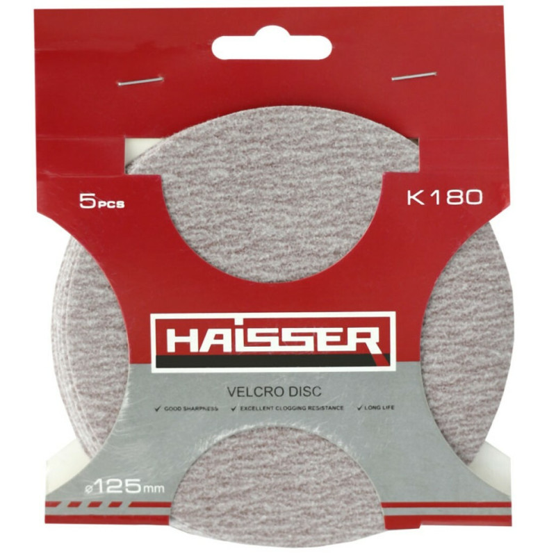 Круг шлифовальный самоклеящийся Haisser 125 мм, k 180, 5 шт. (119700)