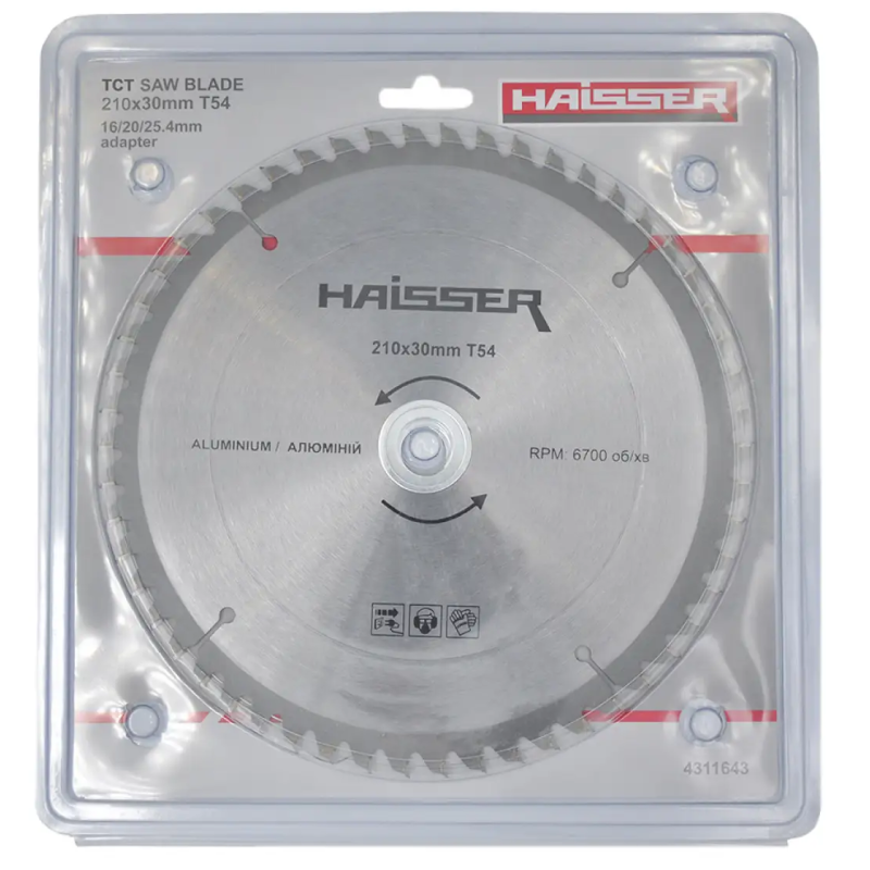 Диск пиляльний по алюмінію Haisser 210х30 мм, 54 зуб. (131908)