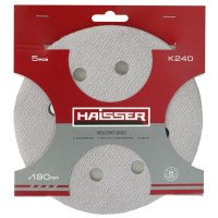 Круг шлифовальный самоклеящийся с отверстиями Haisser 190 мм, k 240, 5 шт. (119679)