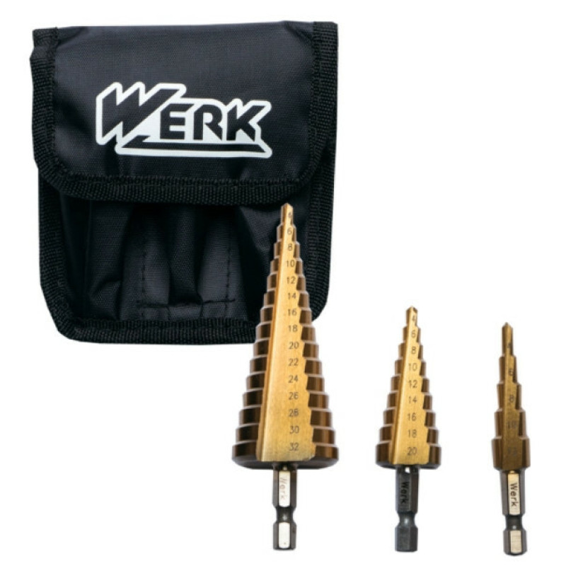 Набор сверл ступенчатых Werk (107685) 3 шт. 4-12, 4-20, 4-32 мм