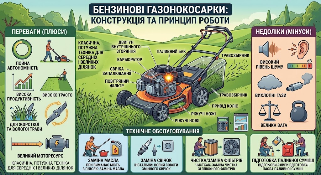 Бензинові газонокосарки