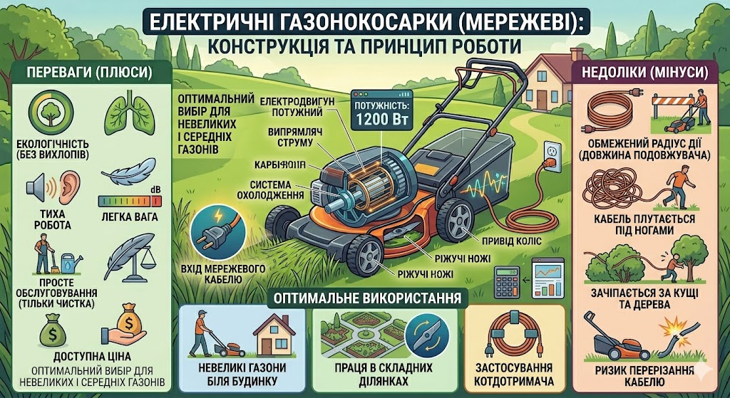 Електричні газонокосарки (мережеві)