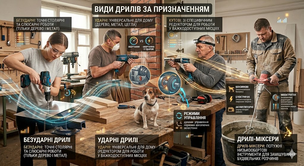 Види перфораторів за конструкцією двигуна